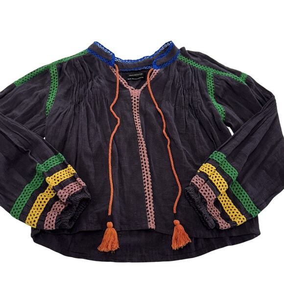 Urban Outfitters Tops - Urban Outfitters‎ Blouse Womens XS Boho Peasant Top Tassel Multicolor Flowy